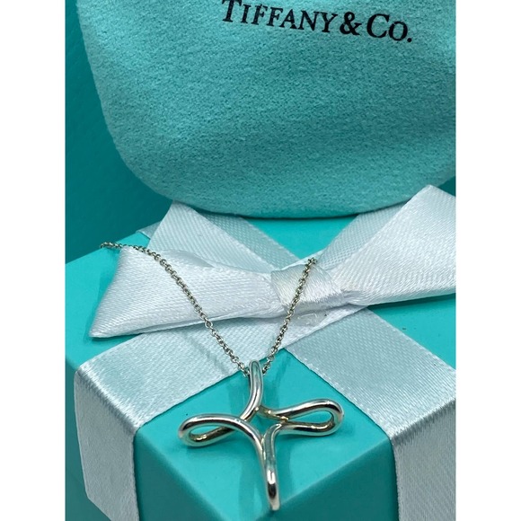 Tiffany & Co Elsa Peretti Sterling Silver Infinity Cross Pendant Necklace - Picture 5 of 12